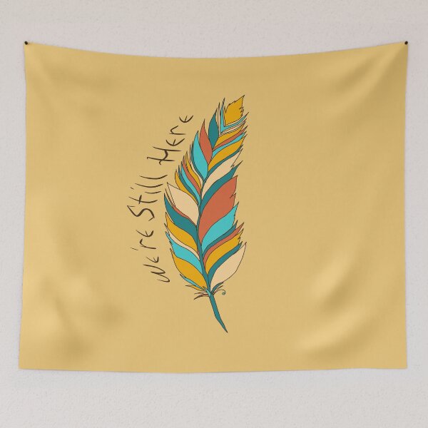 Item preview, DONATE We're Still Here Feather - Orange/Teal designed and sold by Emily Boynton.