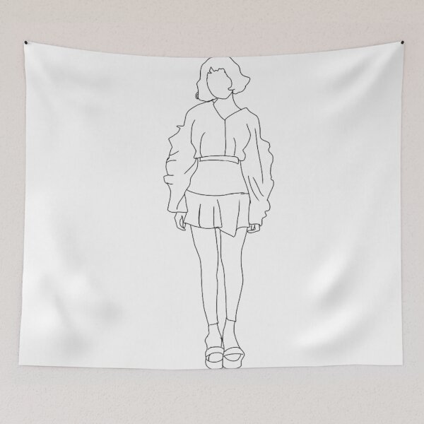Item preview, Aesthetic Girl Outline Standing Up Black Outline designed and sold by Melly-Jellyarts.