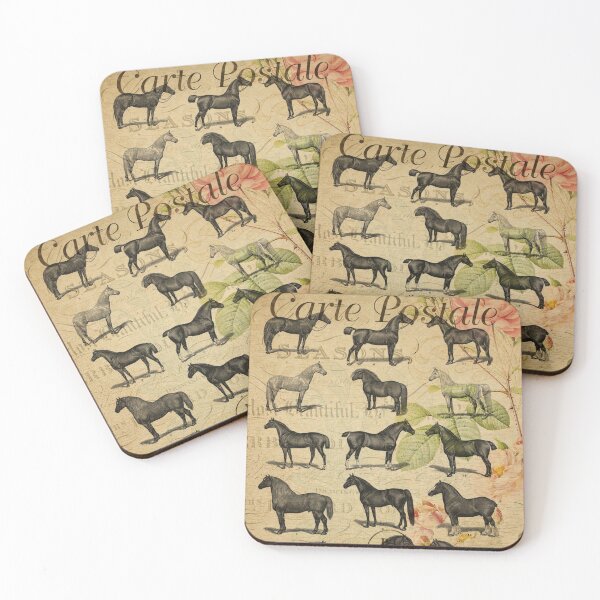 Item preview, Horse Breeds Vintage Postcard Carte Postale Floral Shabby Chic Seasons designed and sold by WizardsWorld.
