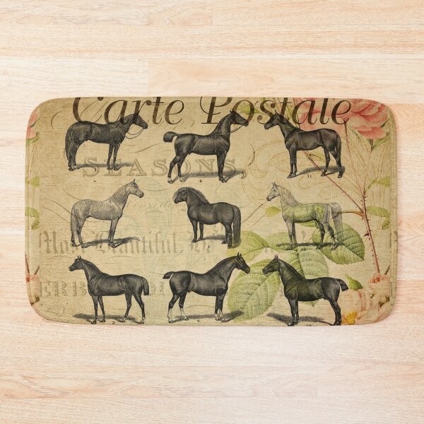 Item preview, Horse Breeds Vintage Postcard Carte Postale Floral Shabby Chic Seasons designed and sold by WizardsWorld.