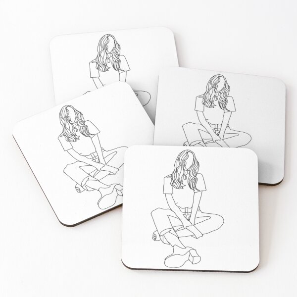 Item preview, Aesthetic Girl Black Outline Sitting designed and sold by Melly-Jellyarts.