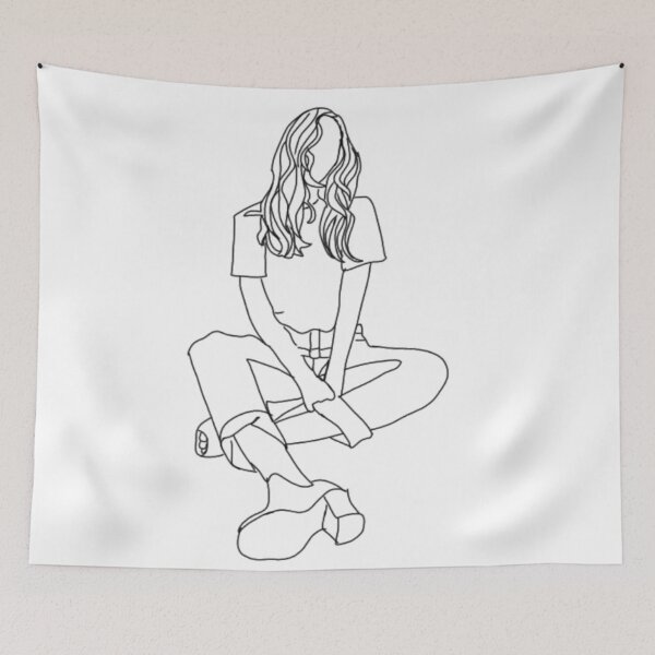 Item preview, Aesthetic Girl Black Outline Sitting designed and sold by Melly-Jellyarts.