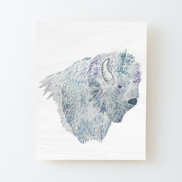 Watercolor Buffalo Wood Mounted Print