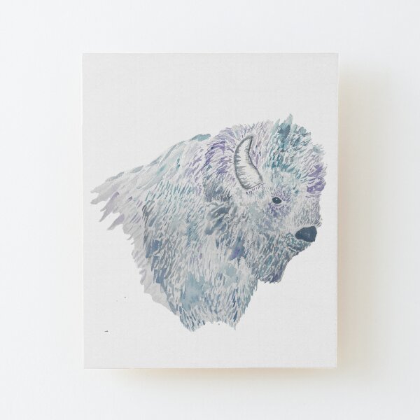 Watercolor Buffalo Wood Mounted Print