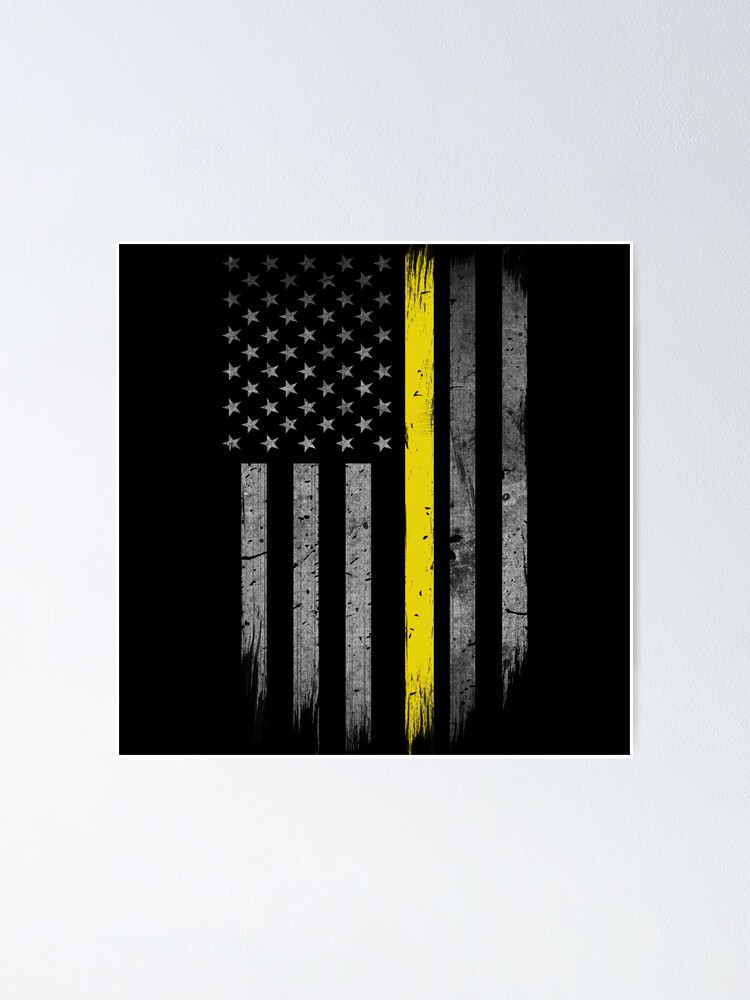 “911 Dispatcher - Thin Gold Line Flag” Poster for Sale by bluelinegear