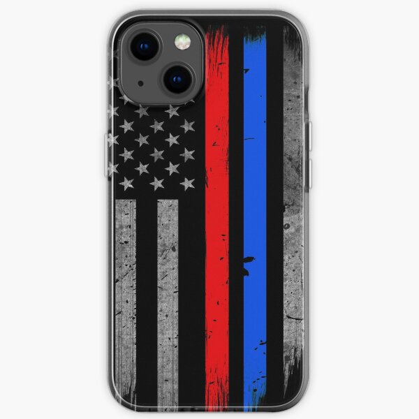 Thin Red Blue Line Flag -Firefighter - Police Officers iPhone Soft Case