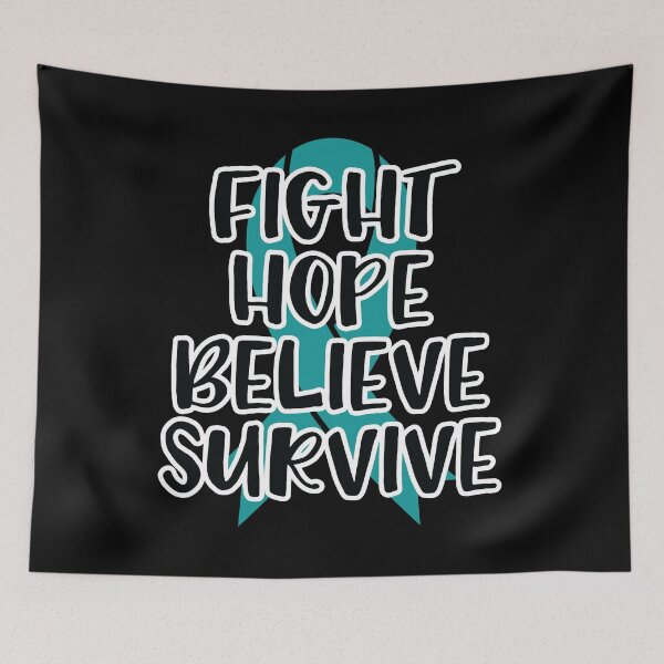 Item preview, Fight Hope Believe Survive - Ovarian Cancer Awareness Teal Ribbon September designed and sold by NotEnoughSpoons.