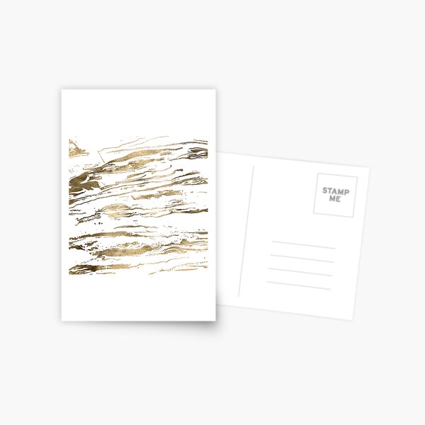 Gold abstract marbleized paint Postcard