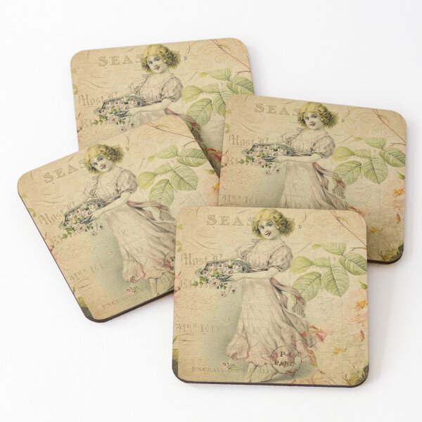 Item preview, Girl Flower SellerVintage Postcard Carte Postale Floral Shabby Chic Seasons designed and sold by WizardsWorld.