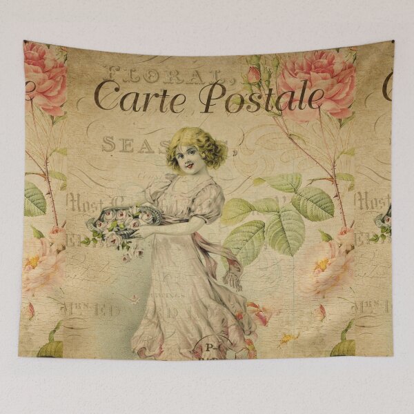 Item preview, Girl Flower SellerVintage Postcard Carte Postale Floral Shabby Chic Seasons designed and sold by WizardsWorld.