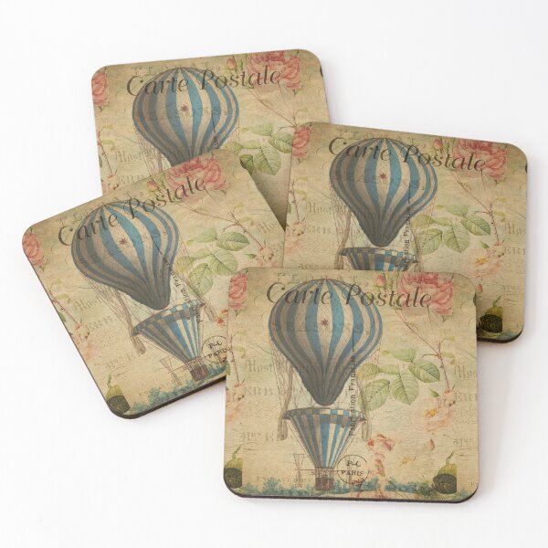 Item preview, Hot Air Balloon the Aeronauts Vintage Postcard Carte Postale Floral Shabby Chic Seasons designed and sold by WizardsWorld.