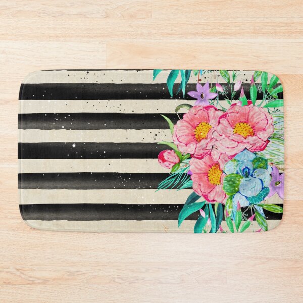 Item preview, Modern stripes and tropical flowers hand paint designed and sold by InovArtS.