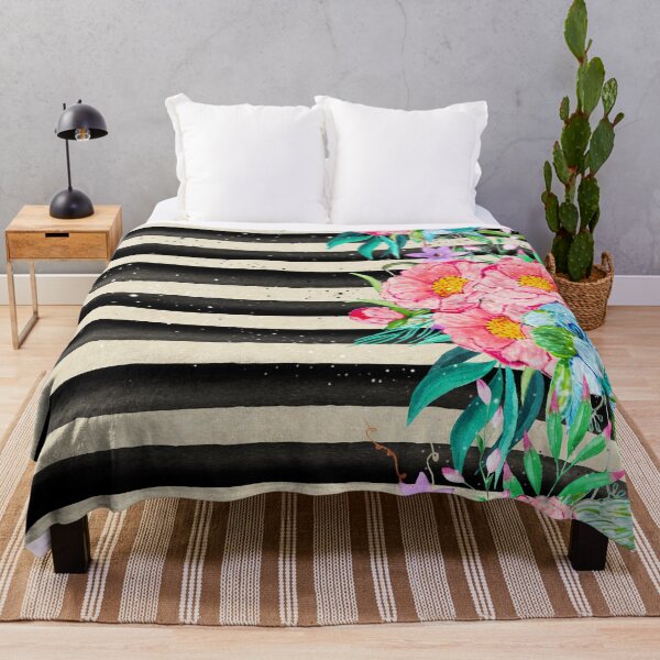 Item preview, Modern stripes and tropical flowers hand paint designed and sold by InovArtS.