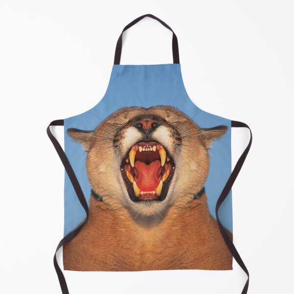 Item preview, Mountain Lion snarling closeup show teeth mouth nose tongue yarning face designed and sold by Dolphin Graphic.