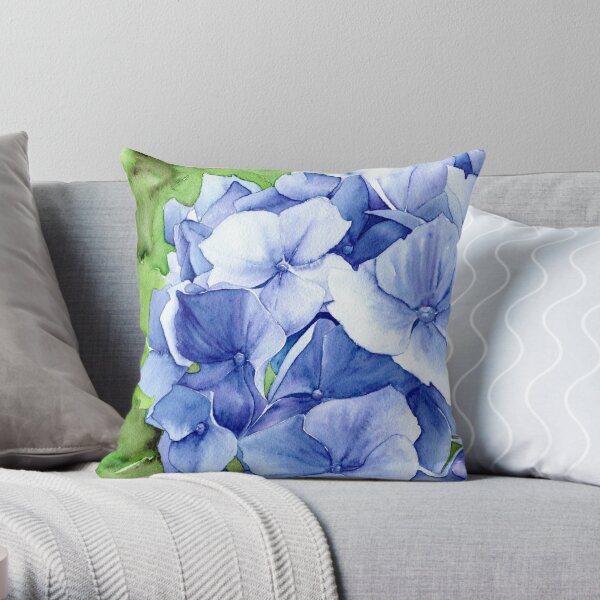 Blue Hydrangea Throw Pillow