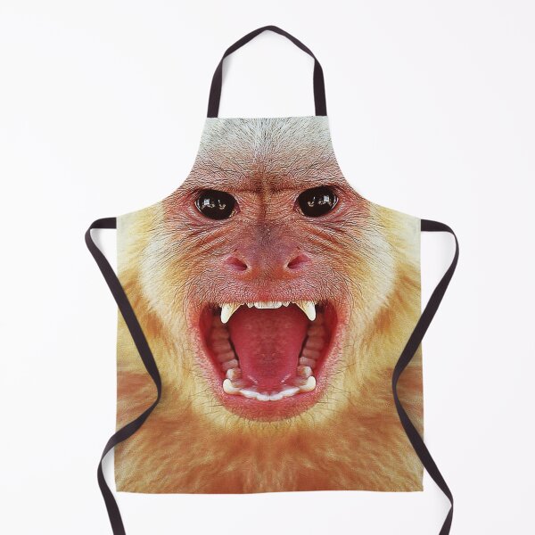 Item preview, White-throated capuchin monkey Cebus Capucinus screaming yarning snarling closeup show teeth mouth nose tongue face designed and sold by Dolphin Graphic.