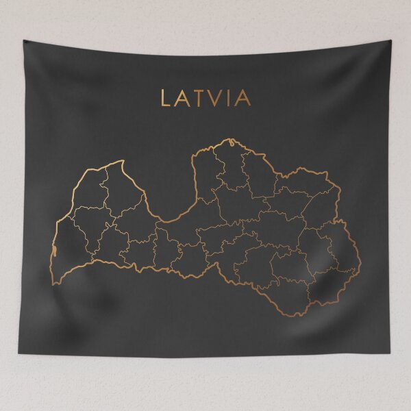 Item preview, Latvia Gold Outline Map with State Boundaries designed and sold by Alo.