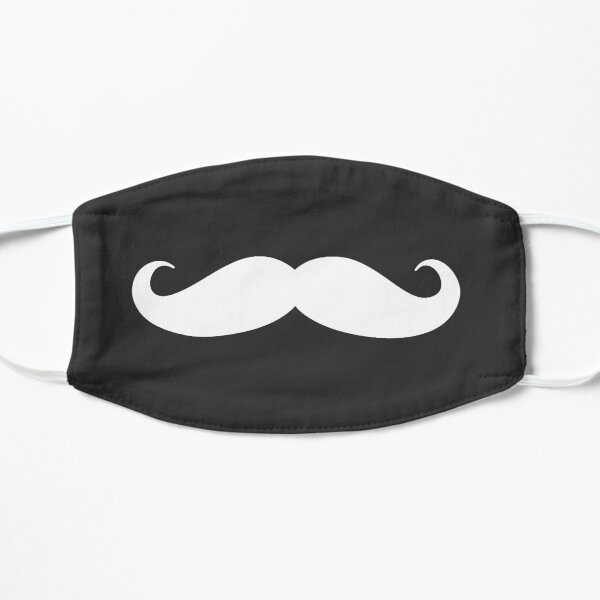 Mustache in white Flat Mask