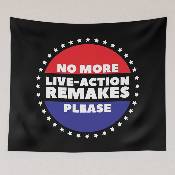 Item preview, No more live-action remakes please with stars - Election Parody Funny (white letters) designed and sold by AmpersandCuster.