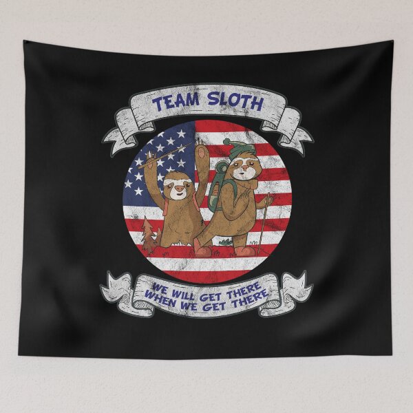 Item preview, Couple hiking team sloth mountain usa flag designed and sold by RJ-Art.