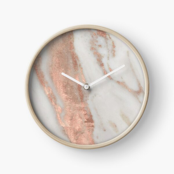 Marble - Rose Gold Shimmery Marble Clock