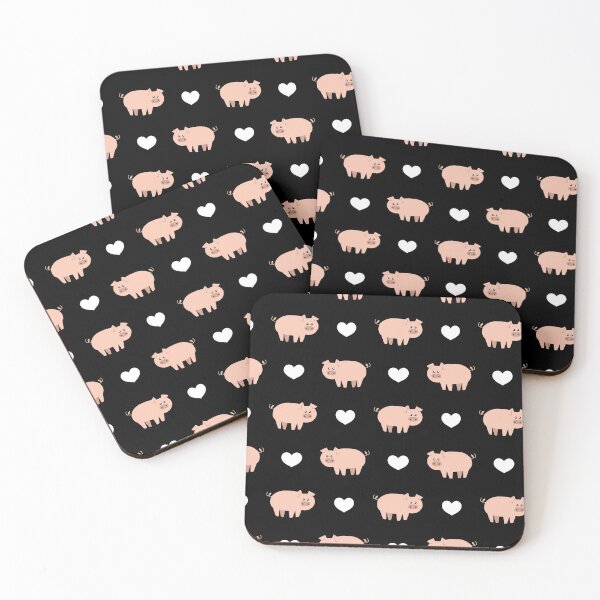 Item preview, Pig heart pattern - black background designed and sold by miausmile.
