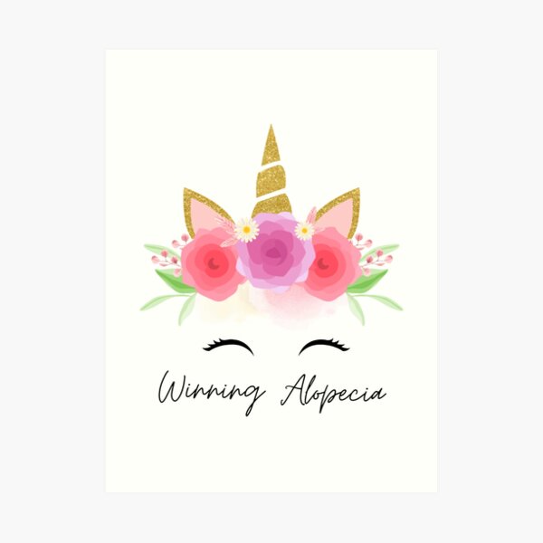 Unicorn - Cute Alopecia and Hair Loss Support Gift Art Print