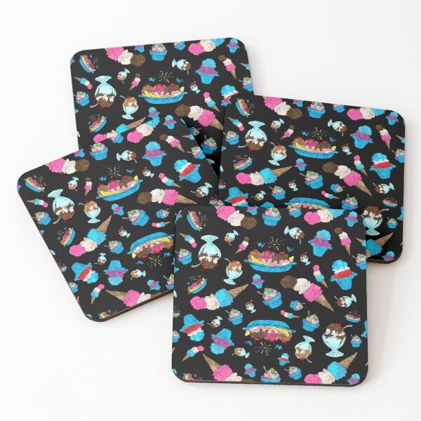 Item preview, Cute Ice Cream and Shave Ice Pattern on Black Background designed and sold by Bumblefuzzies.