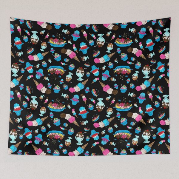 Item preview, Cute Ice Cream and Shave Ice Pattern on Black Background designed and sold by Bumblefuzzies.