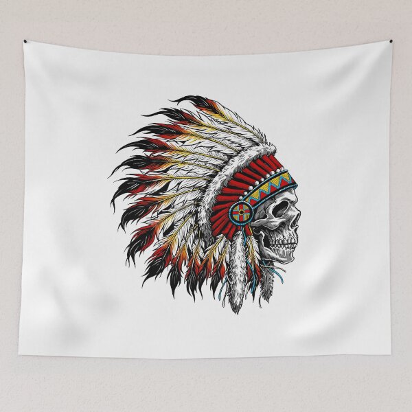 Item preview, Colorful Native American Chief Skull designed and sold by HINKLE.