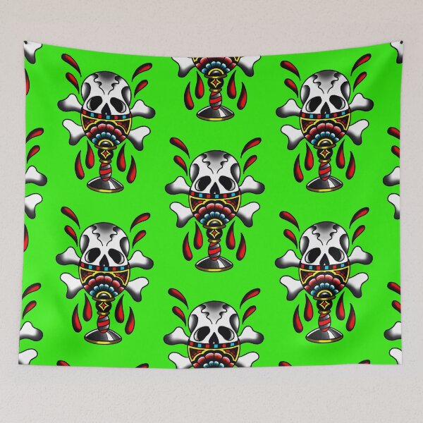 Item preview, Green,Skull and goblet chalice tattoo design designed and sold by LPdesigns2020.