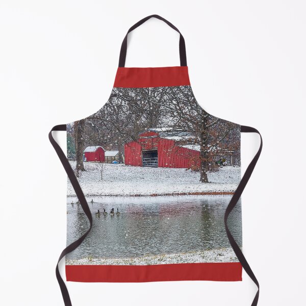 Item preview, Red Barn In Snow Painterly designed and sold by mljdwhite.