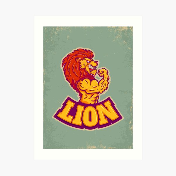 Lion bodybuilder Art Print