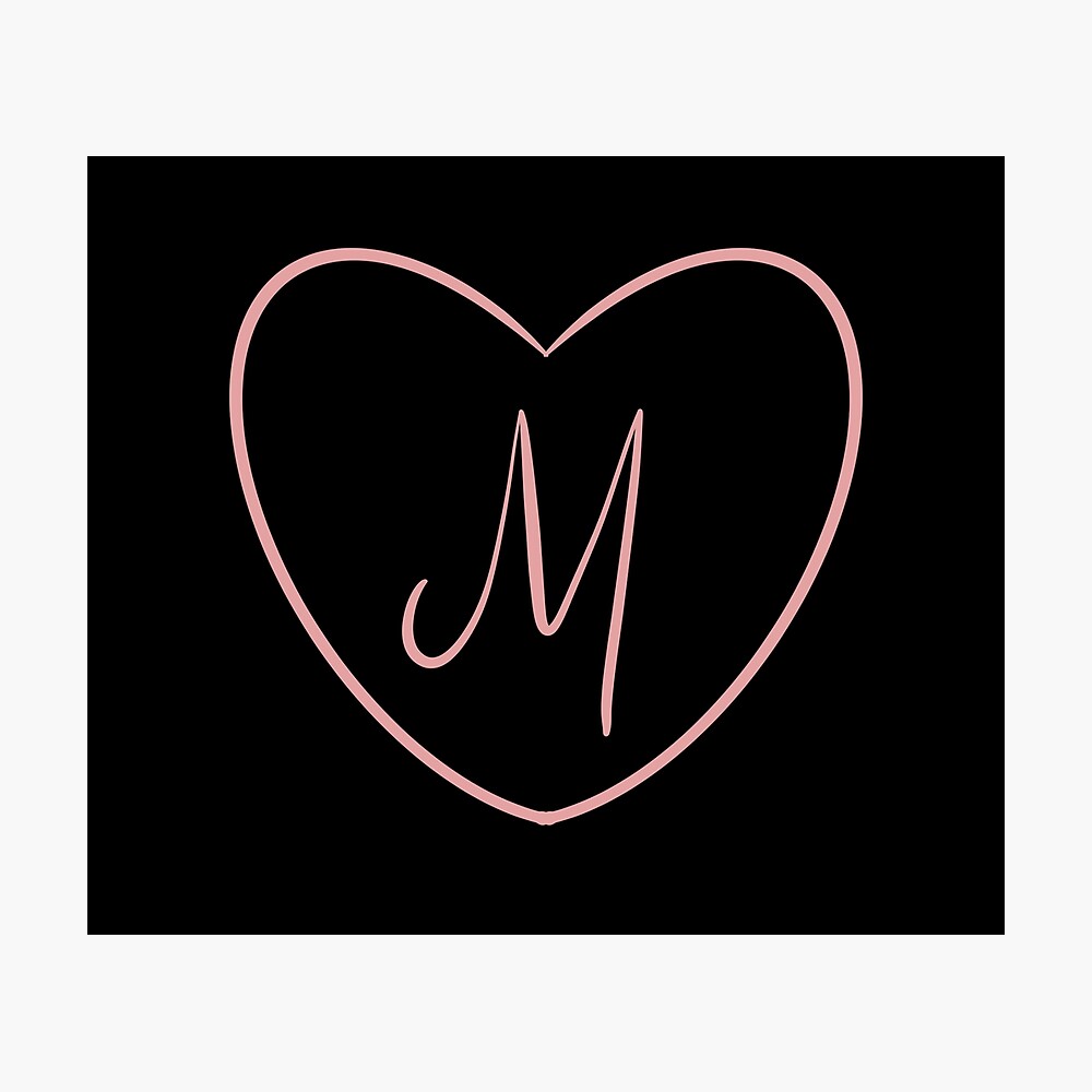 Rose Gold Heart Letter M Monogram