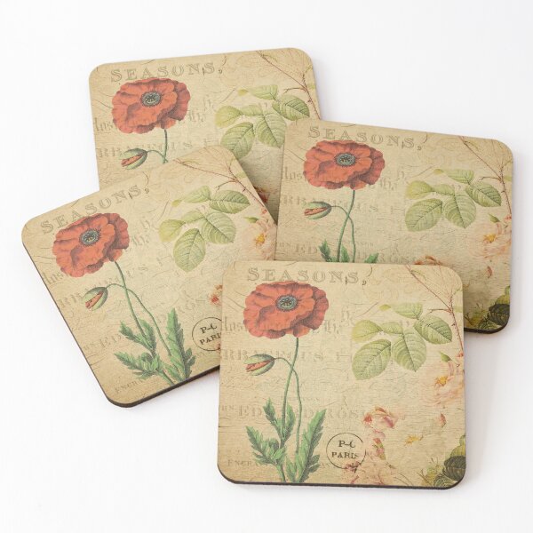 Item preview, Red Poppy Flower Vintage Postcard Carte Postale Floral Shabby Chic Seasons designed and sold by WizardsWorld.