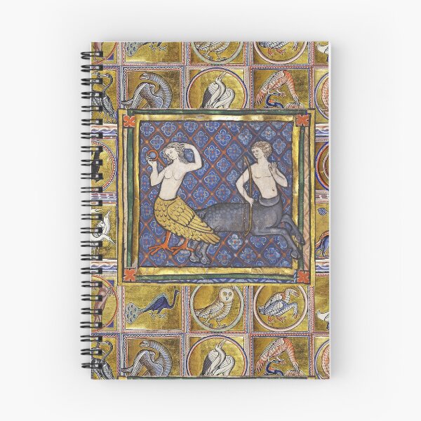 Item preview, MEDIEVAL BESTIARY,HARPY AND CENTAUR, FANTASTIC ANIMALS IN GOLD RED BLUE COLORS designed and sold by BulganLumini.