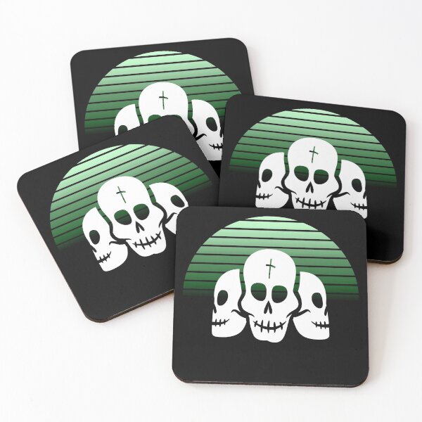 Item preview, Black, white Funny and Horror Dead Skulls with Retro Stripes Patterns designed and sold by corner-shop.