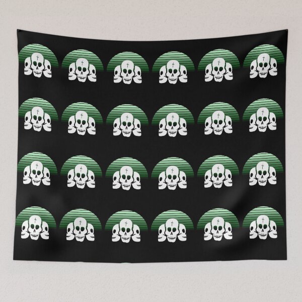 Item preview, Black, white Funny and Horror Dead Skulls with Retro Stripes Patterns designed and sold by corner-shop.