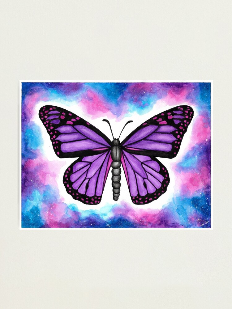 Purple Butterfly Galaxy Watercolor Painting