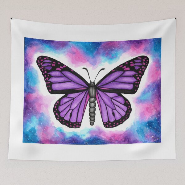 Item preview, Pintura A La Acuarela De La Galaxia De La Mariposa Púrpura designed and sold by Tabby's Tangled Art.