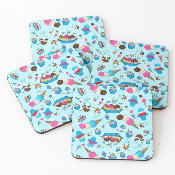 Item preview, Cute Ice Cream and Shave Ice Pattern on Blue Background designed and sold by Bumblefuzzies.