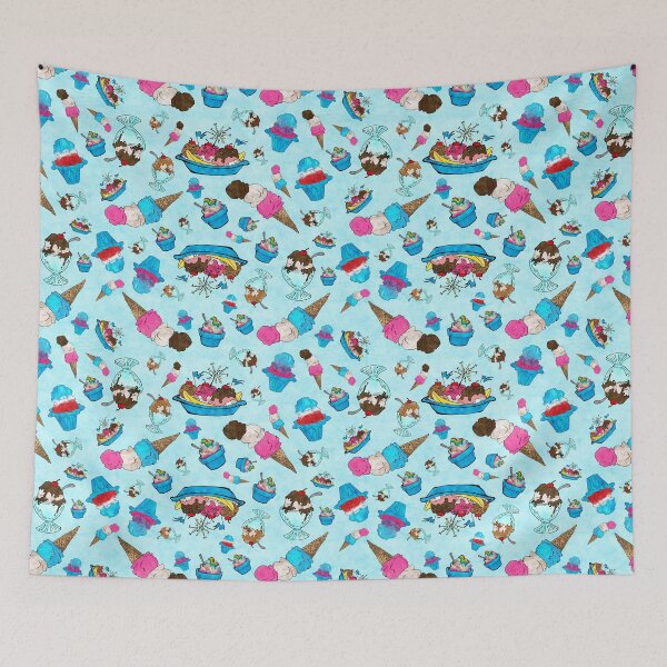 Item preview, Cute Ice Cream and Shave Ice Pattern on Blue Background designed and sold by Bumblefuzzies.