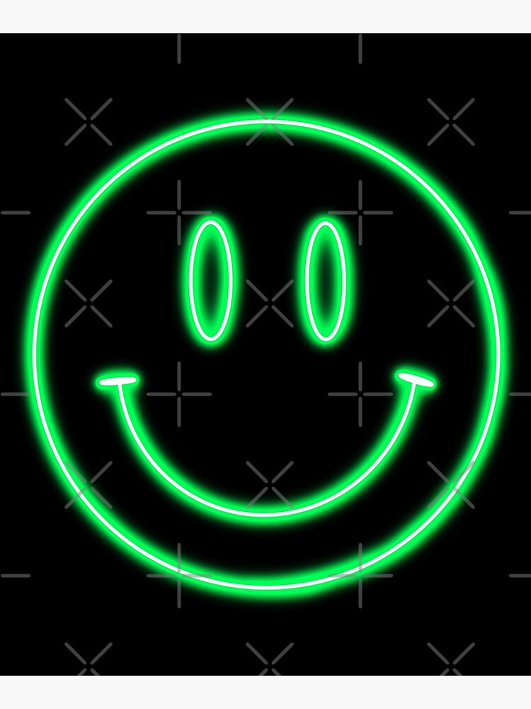 "Green Neon light smiley face" Mounted Print by kathleenkwiat | Redbubble