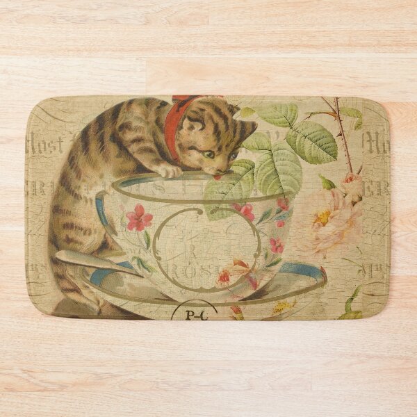 Item preview, Cat and the Cream Vintage Postcard Carte Postale Floral Shabby Chic Seasons designed and sold by WizardsWorld.