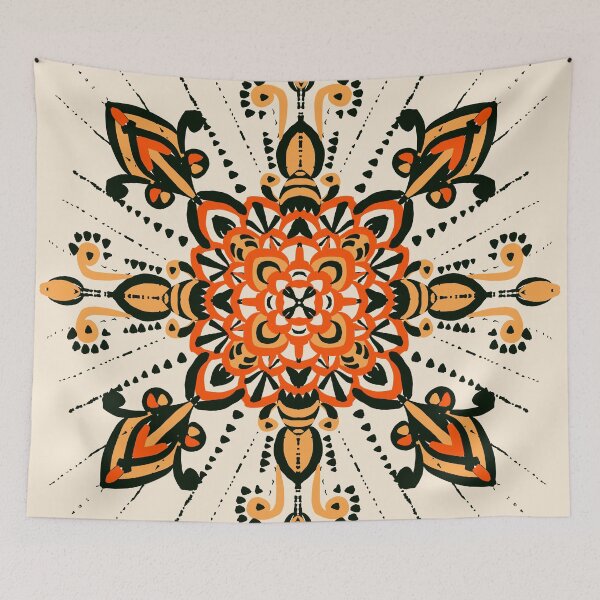 Item preview, Psychedelic Mandala Vintage orange,yellow and black designed and sold by Urvashi Patel.