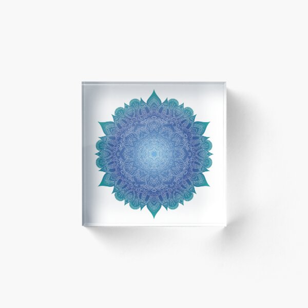 Blue Gradient Mandala Acrylic Block