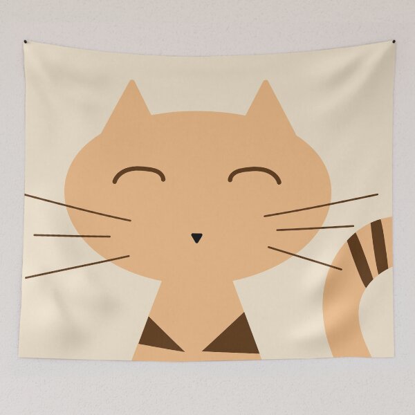 Item preview, Enlarge Huge Smiling Face Creamy Cat with Chocolate Triangle Mark in Cream designed and sold by Moyanana.