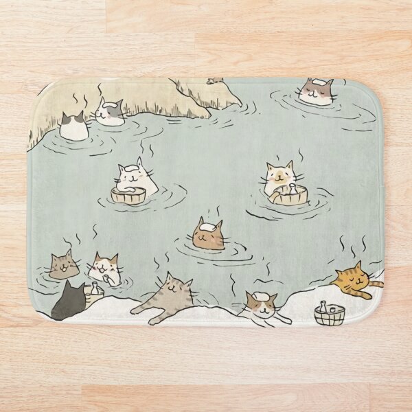 Cat Onsen Bath Bath Mat