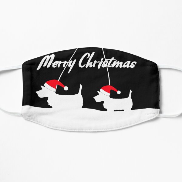 Westies in Santa Hats Xmas in the Snow Mask