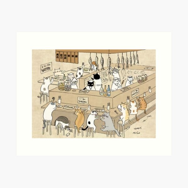 Cat Restaurant Art Print